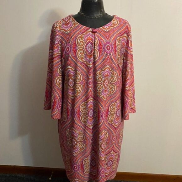 Anthro Jude Connally Pink Paisley dress, size XL - Picture 1 of 3